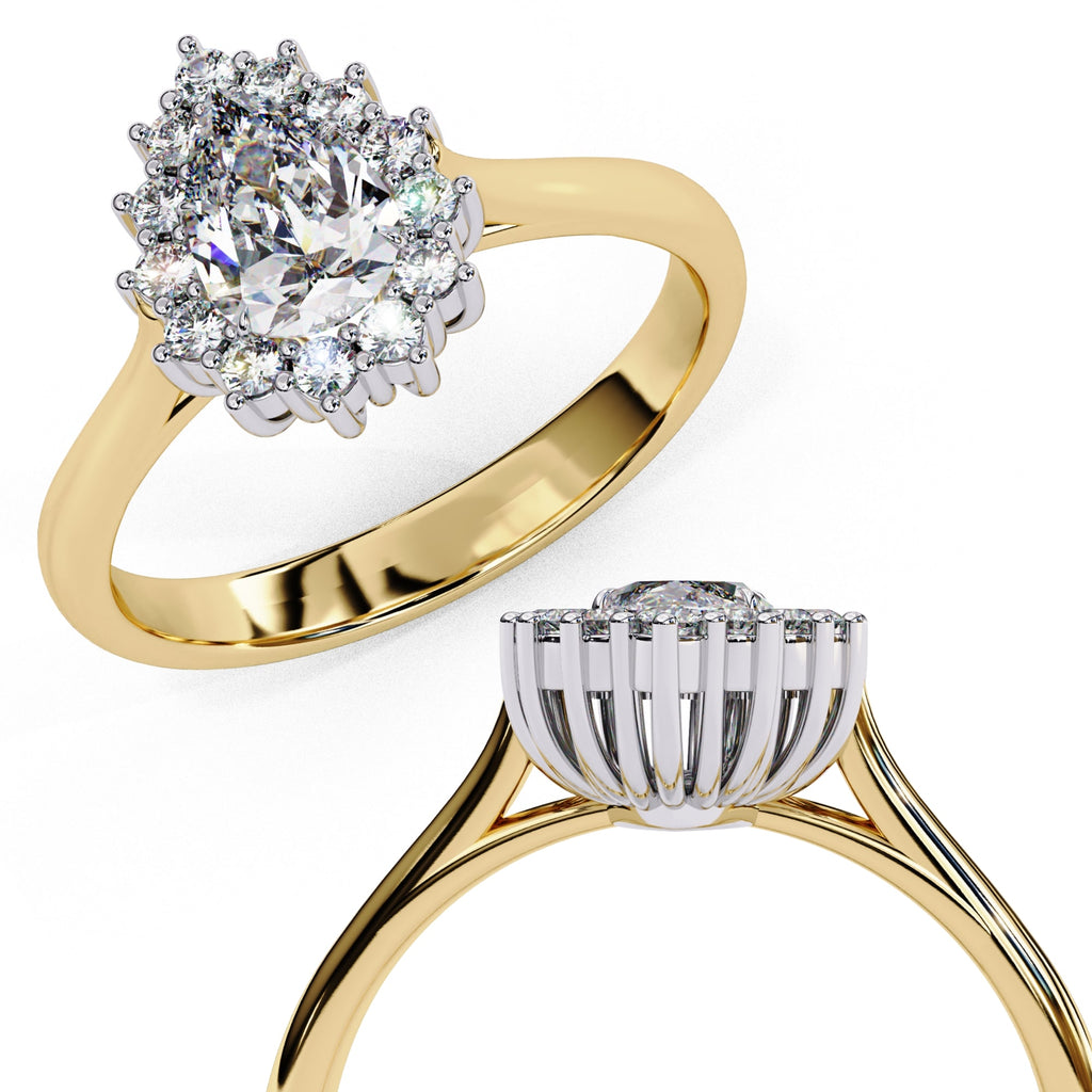 Elegant Central Stone Diamond Halo Ring