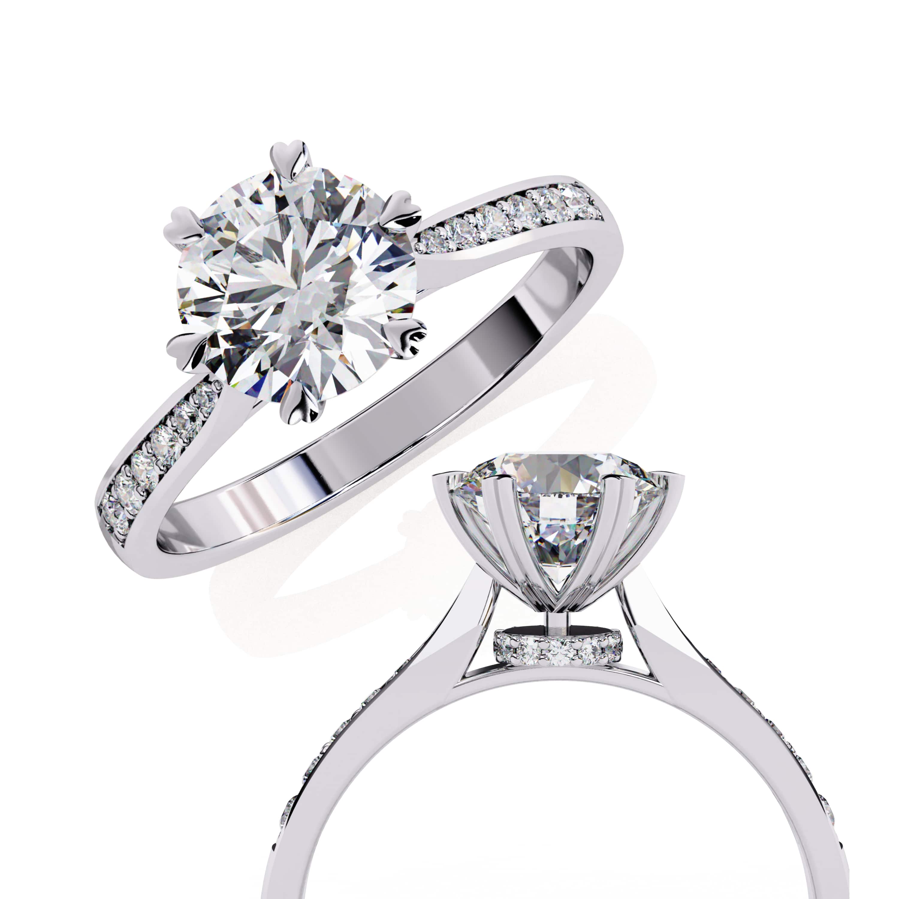 Elegant Central Stone Diamond Ring with Radiant Side Accents
