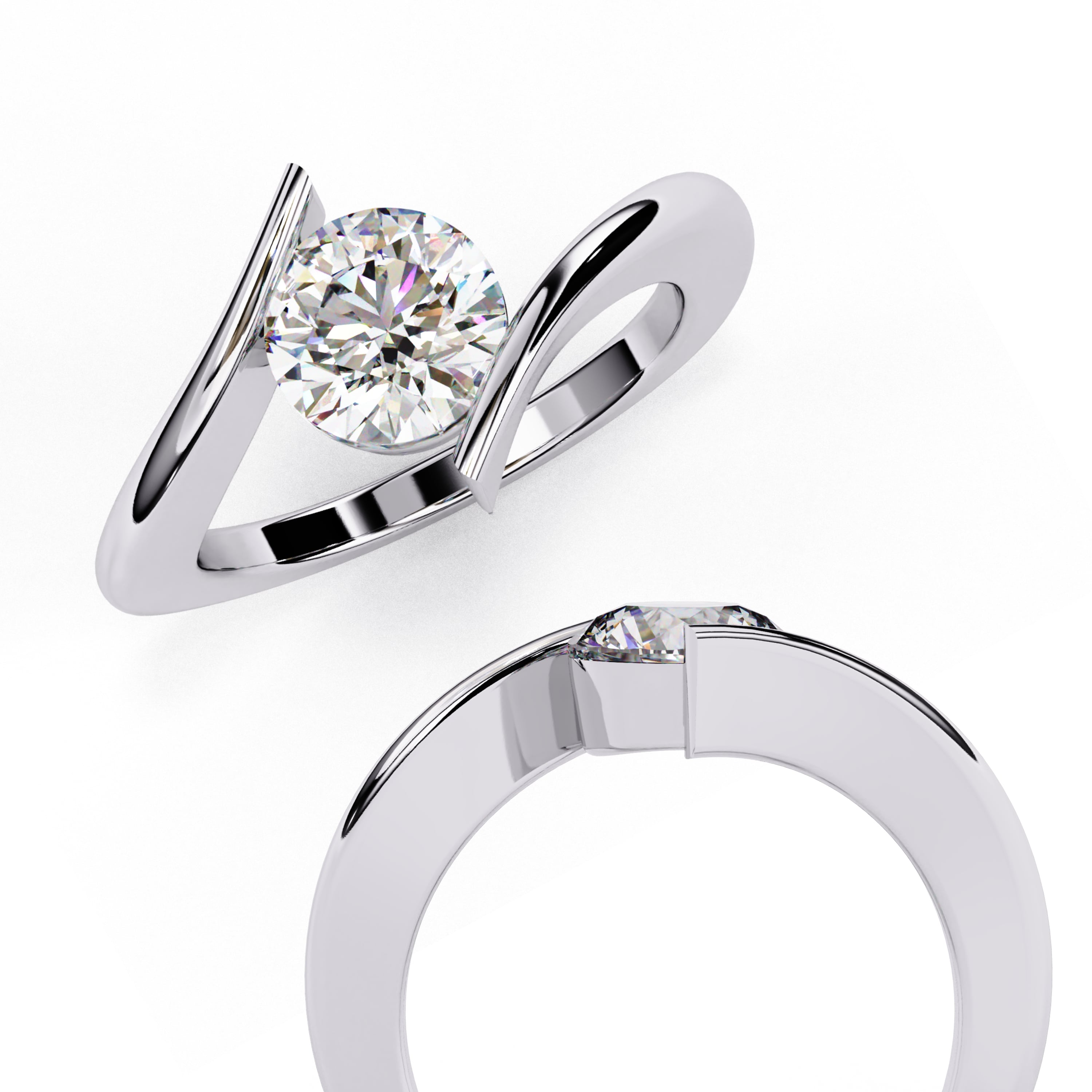 Brilliant Solitaire Diamond Engagement Ring with Timeless Central Stone Setting