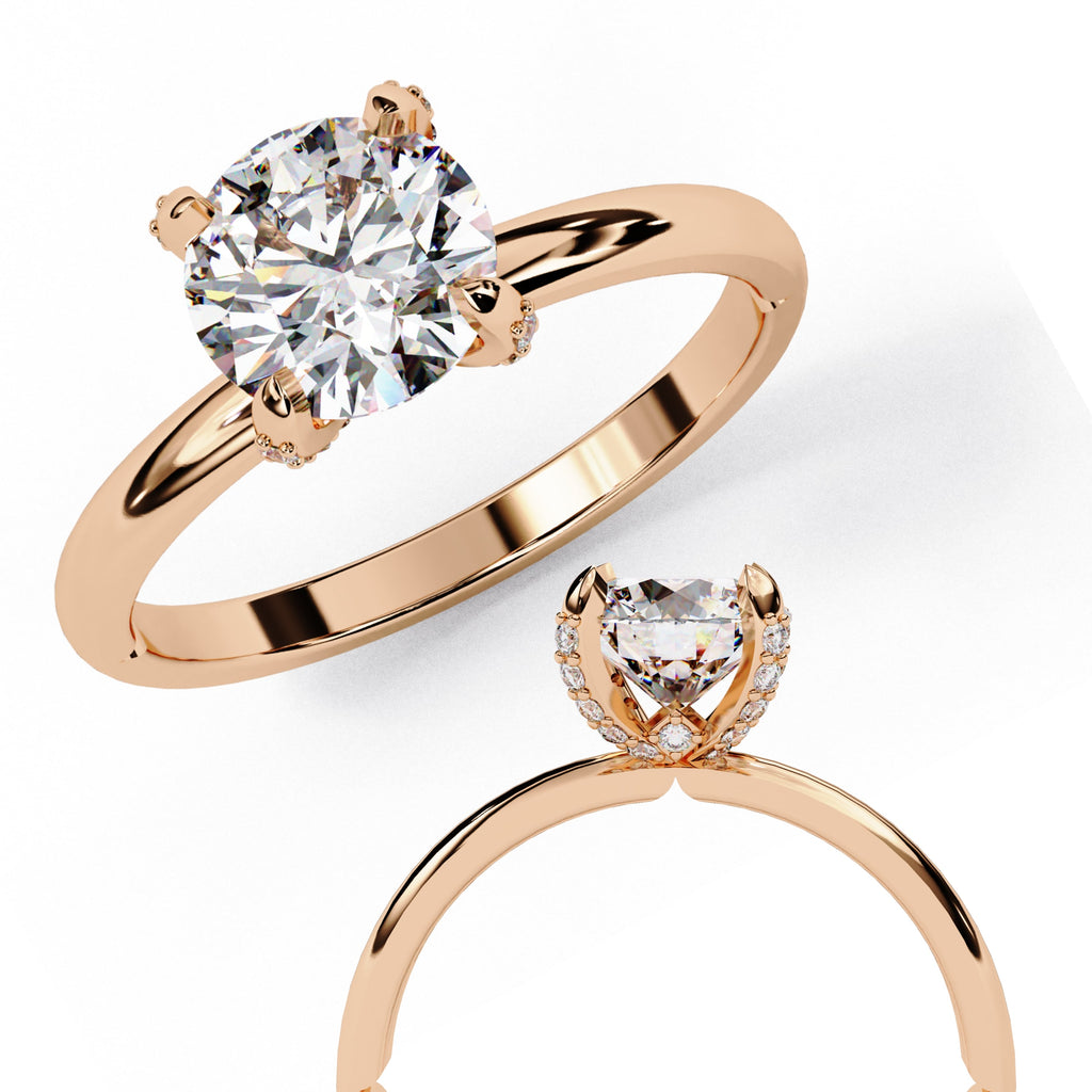 Radiant Central Stone Diamond Ring with Shimmering Side Accents