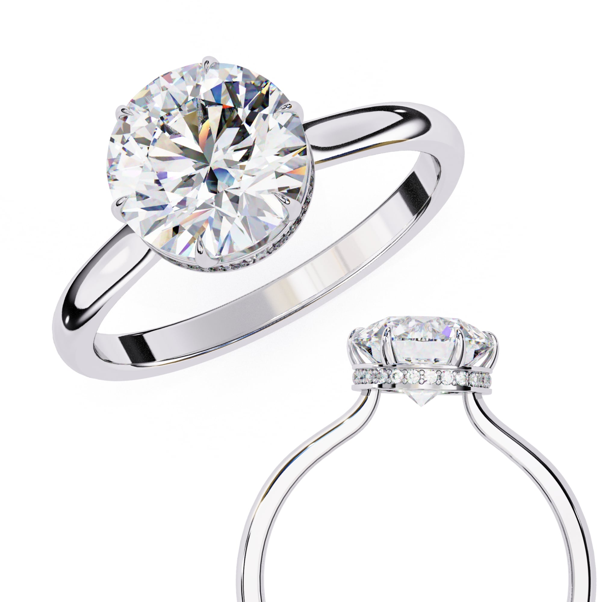 Elegant Central Stone Diamond Ring with Radiant Side Accents