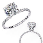 Radiant Central Stone Diamond Ring with Shimmering Side Accents