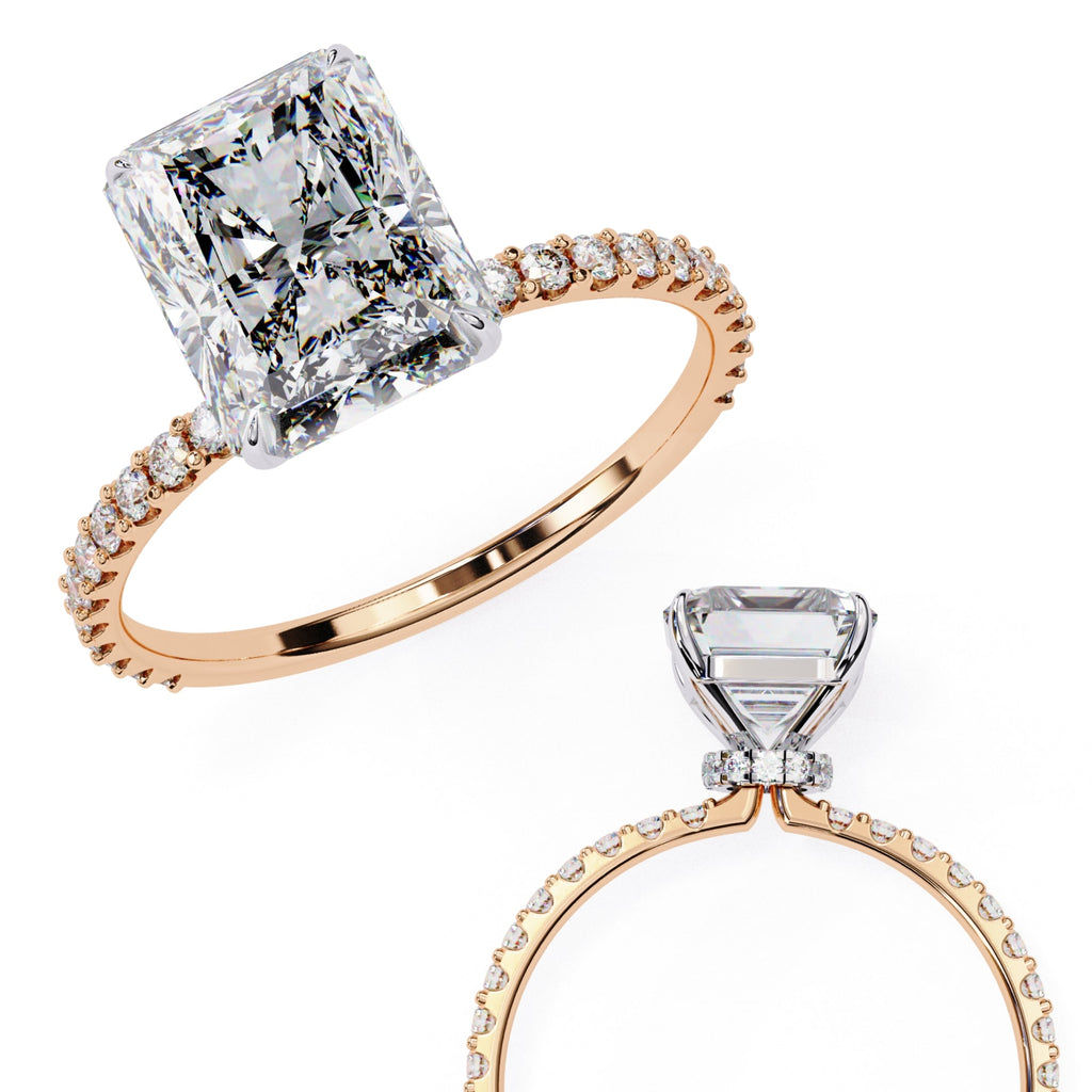 Radiant Central Stone Diamond Halo Ring