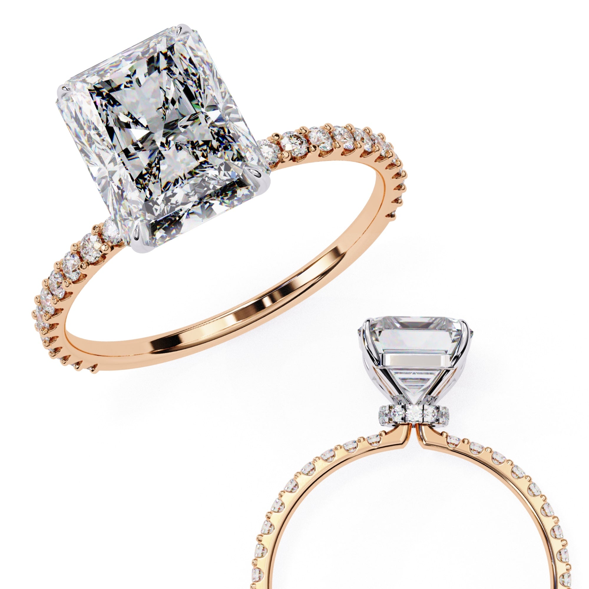 Radiant Central Stone Diamond Halo Ring