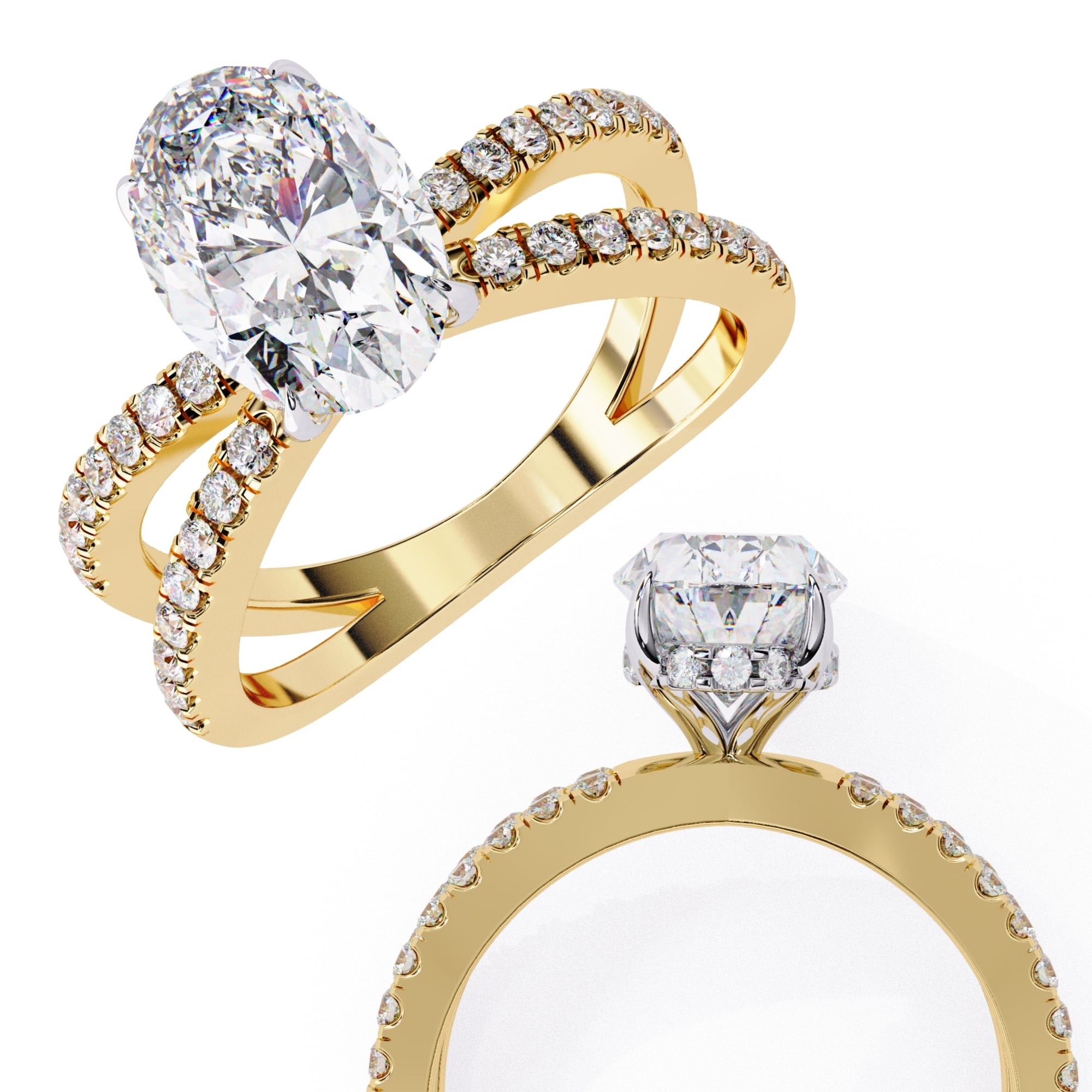 Elegant Central Stone Diamond Side Accent Ring