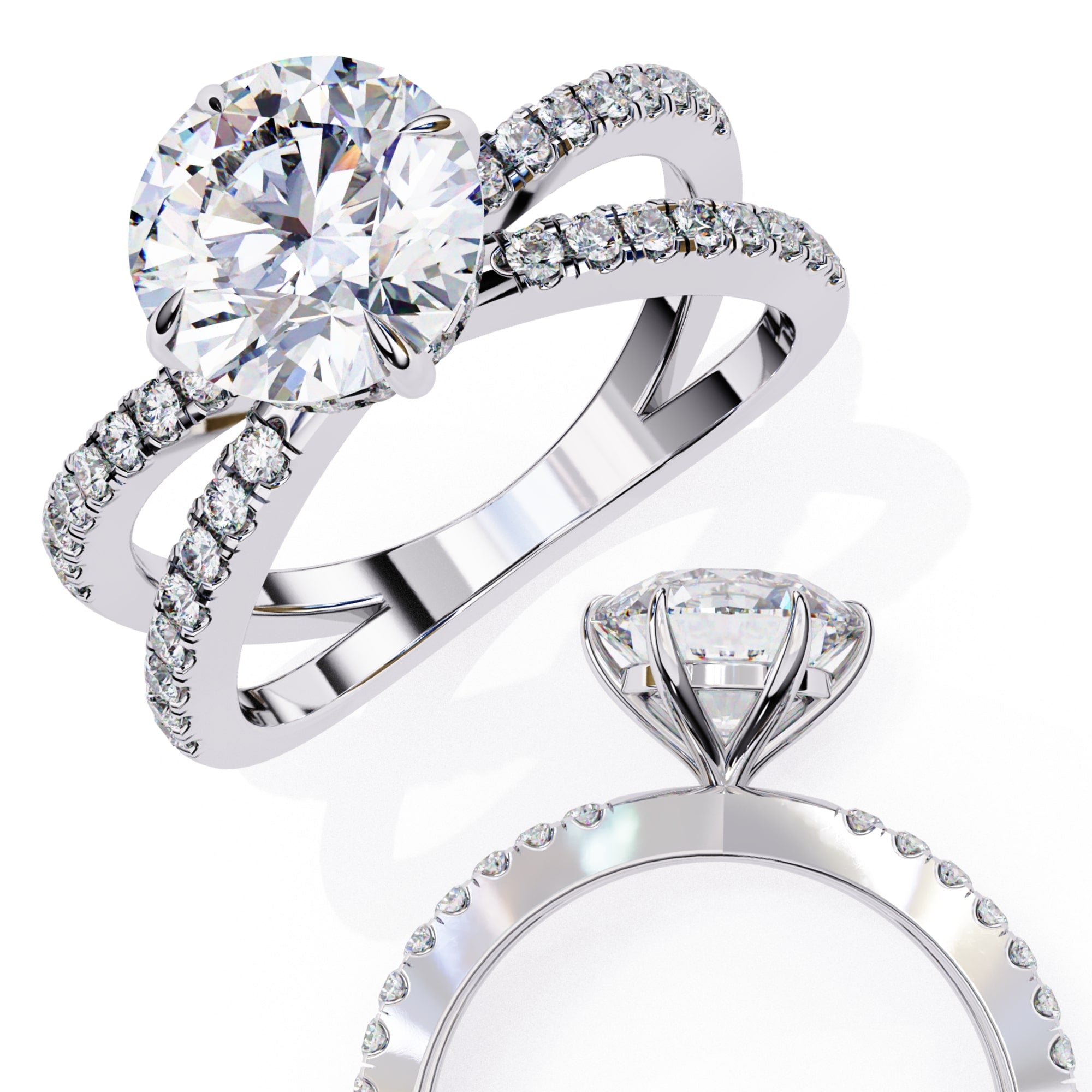 Elegant Central Stone Diamond Ring with Side Accents
