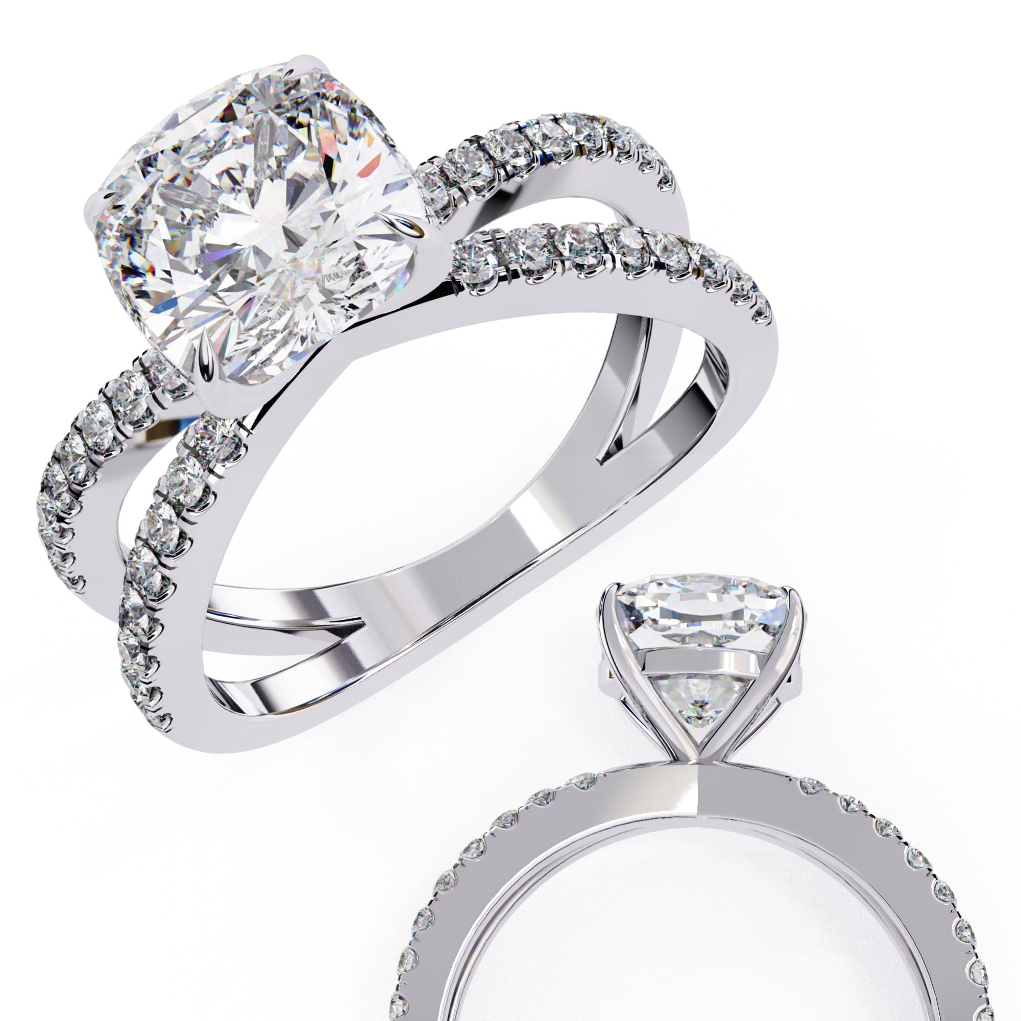Elegant Central Stone Diamond Ring with Radiant Side Accents