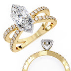 Radiant Central Stone Diamond Ring with Shimmering Side Accents
