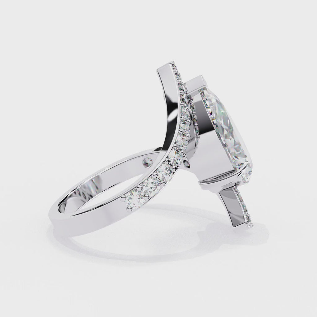 Radiant Central Stone Diamond Ring with Side Accents