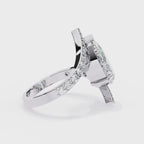 Radiant Central Stone Diamond Ring with Side Accents