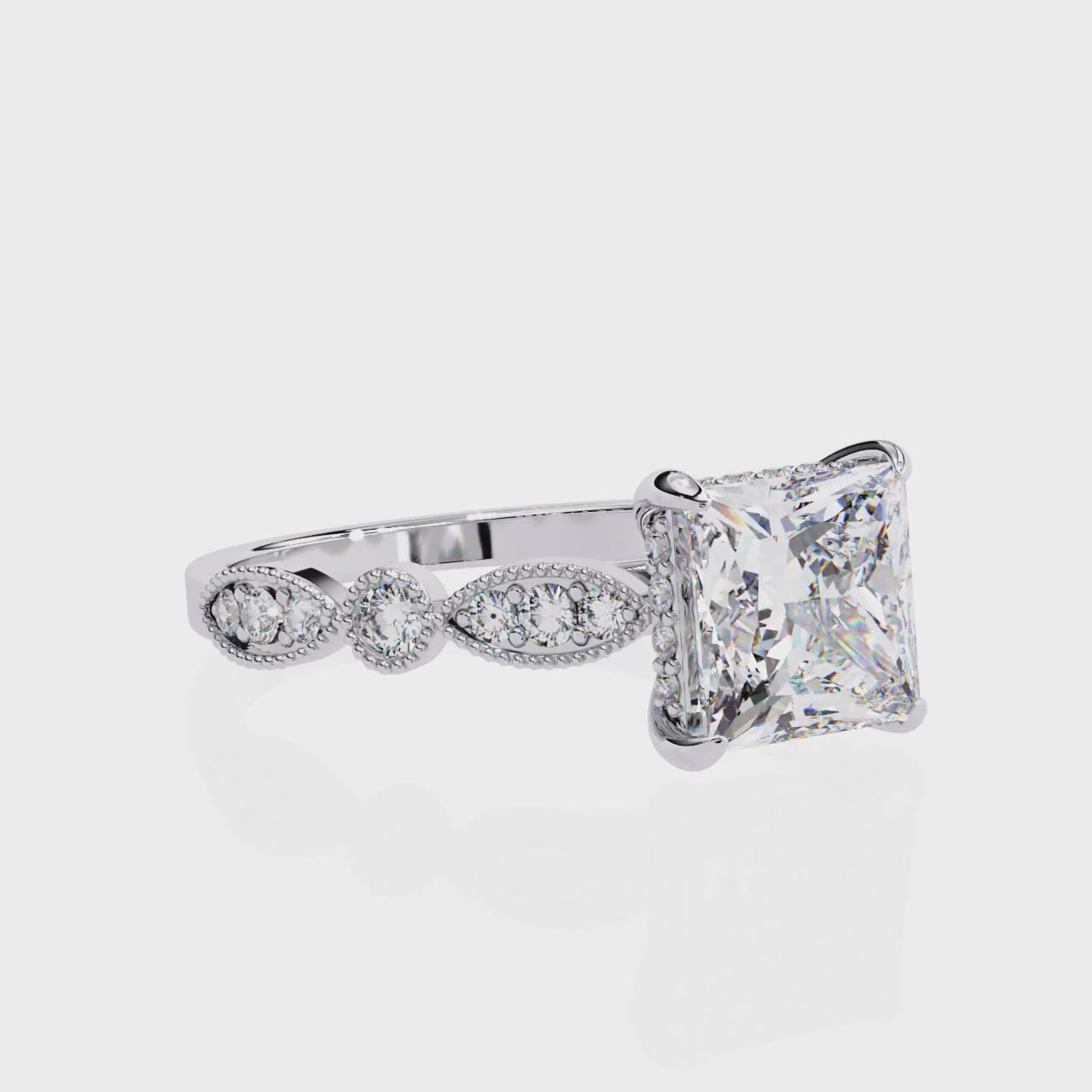 Elegant Central Stone Diamond Ring with Radiant Side Accents