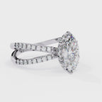 Radiant Central Stone Diamond Ring with Shimmering Side Accents