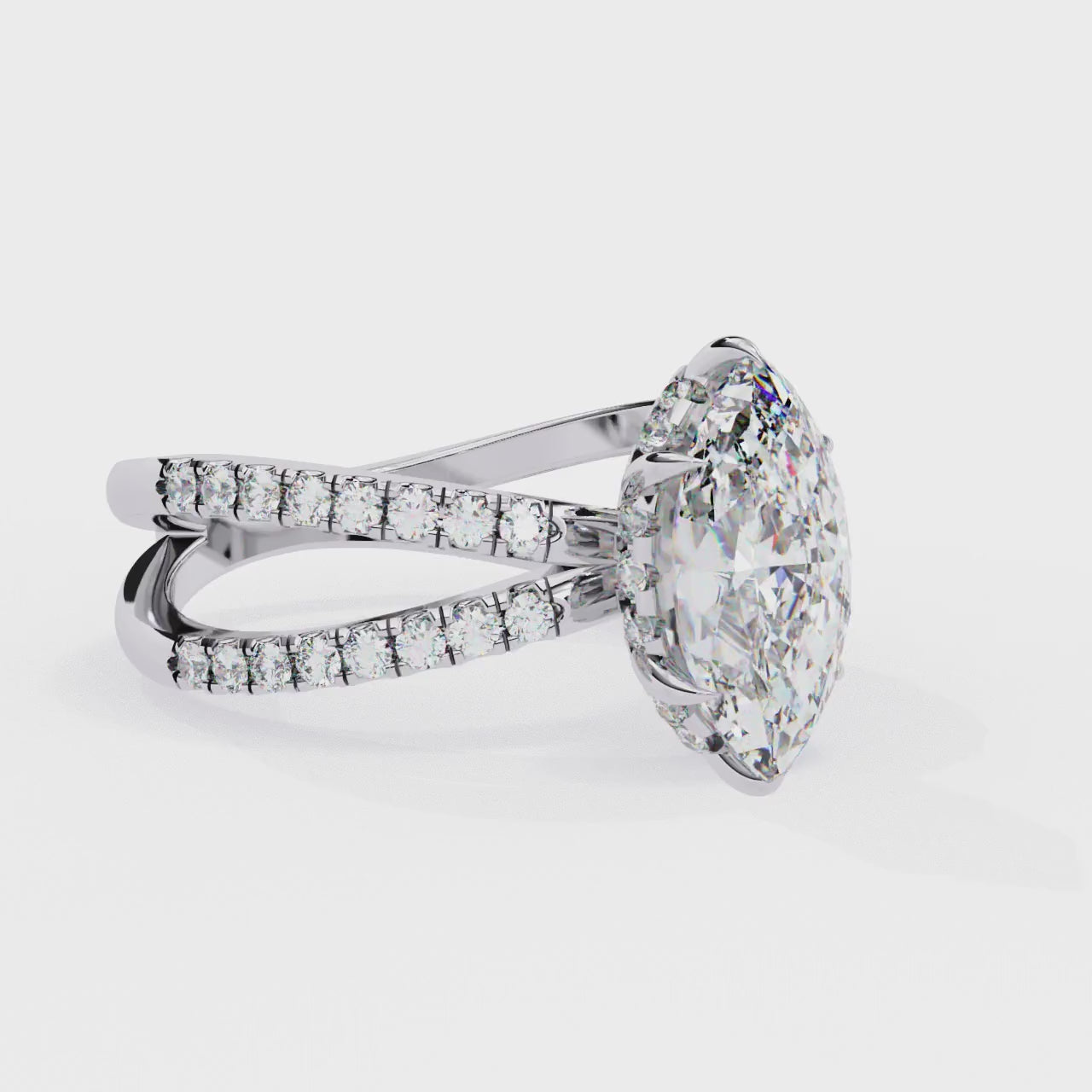 Radiant Central Stone Diamond Ring with Shimmering Side Accents