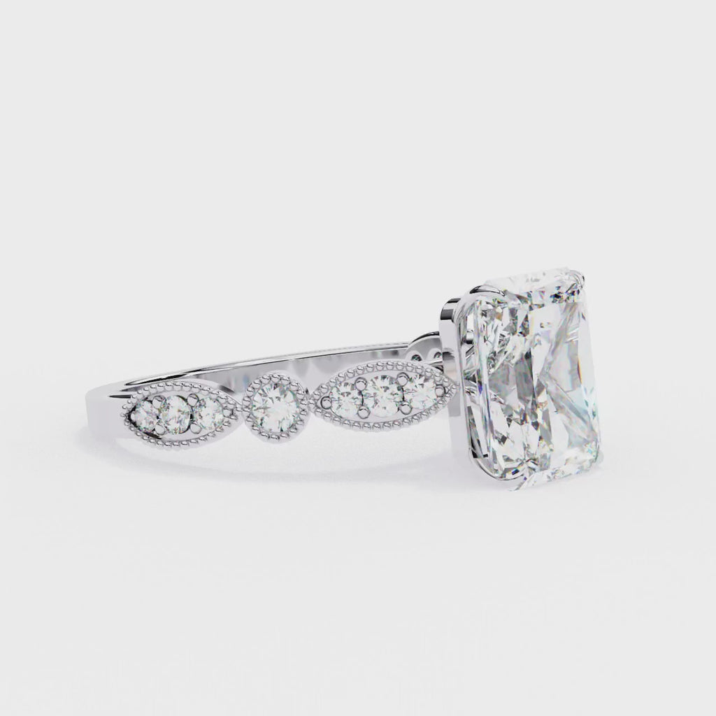 Elegant Side Stone Diamond Central Ring