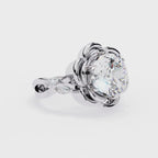 Radiant Central Stone Diamond Ring with Shimmering Side Accents