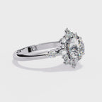 Radiant Central Stone Diamond Ring with Sparkling Side Accents