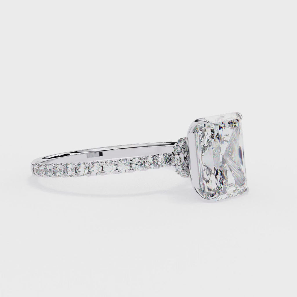 Radiant Central Stone Diamond Halo Ring