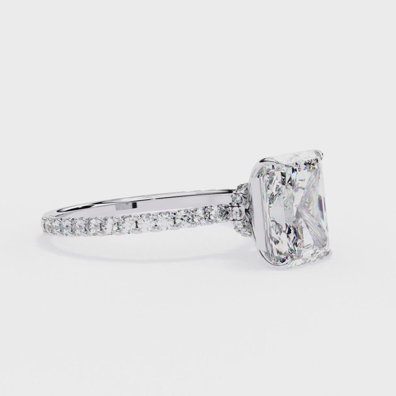 Radiant Central Stone Diamond Halo Ring
