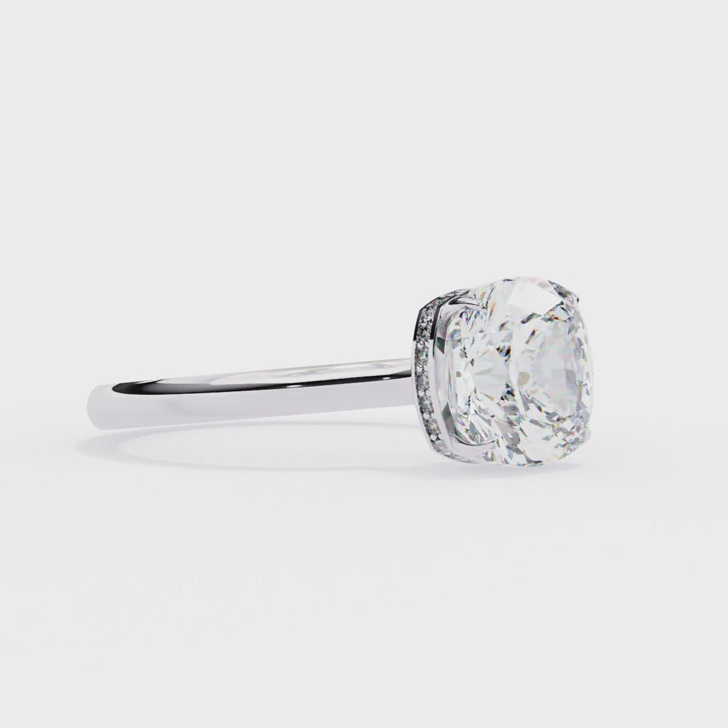 Radiant Central Stone Diamond Ring with Shimmering Side Accents