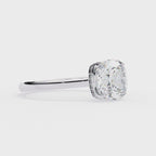 Radiant Central Stone Diamond Ring with Shimmering Side Accents