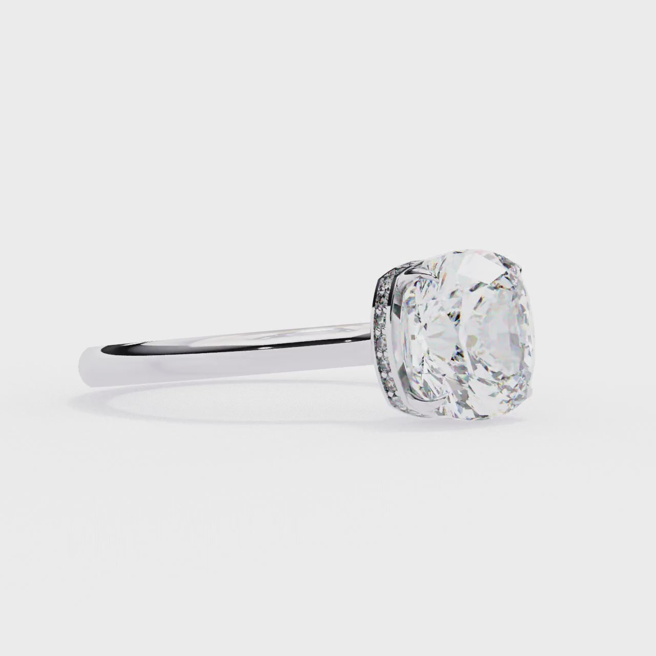 Radiant Central Stone Diamond Ring with Shimmering Side Accents