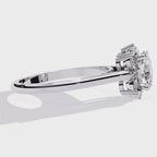 Radiant Central Stone Diamond Ring with Shimmering Side Accents