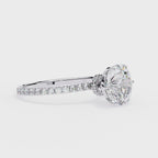 Radiant Central Stone Diamond Ring with Shimmering Side Accents