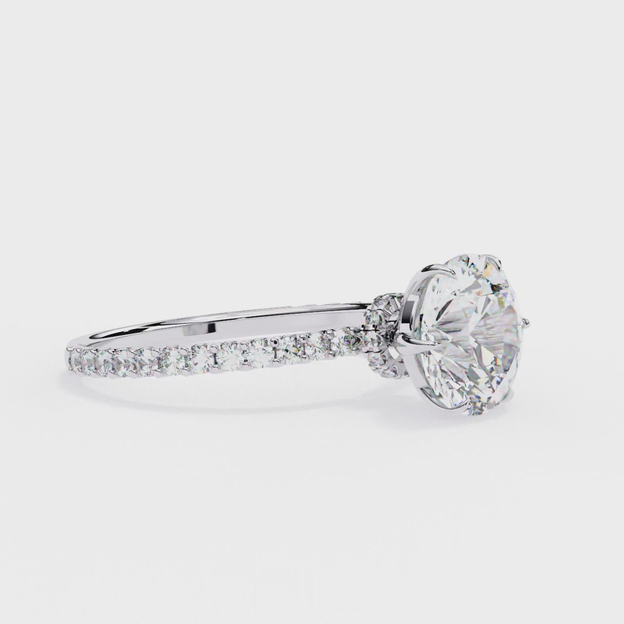 Radiant Central Stone Diamond Ring with Shimmering Side Accents