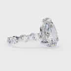 Radiant Central Stone Diamond Ring with Shimmering Side Accents