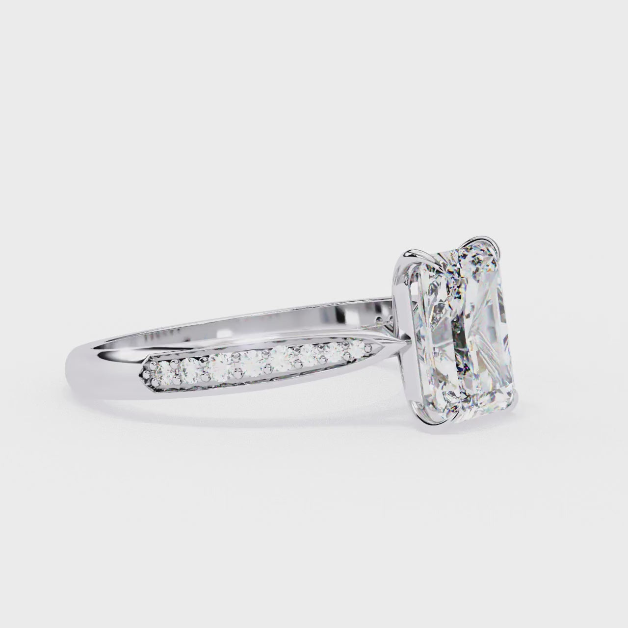 Elegant Central Stone Diamond Side Accent Ring