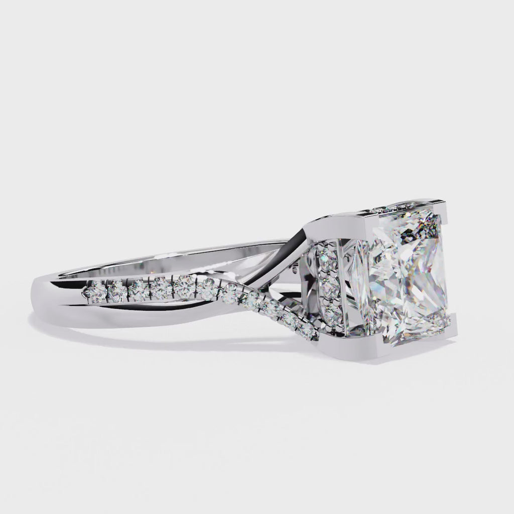 Radiant VVS Emerald Cut Central Brilliance Ring