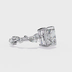 Radiant Central Stone Diamond Ring with Shimmering Side Accents