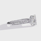 Radiant Solitaire Diamond Ring with Sparkling Side Stone Accents