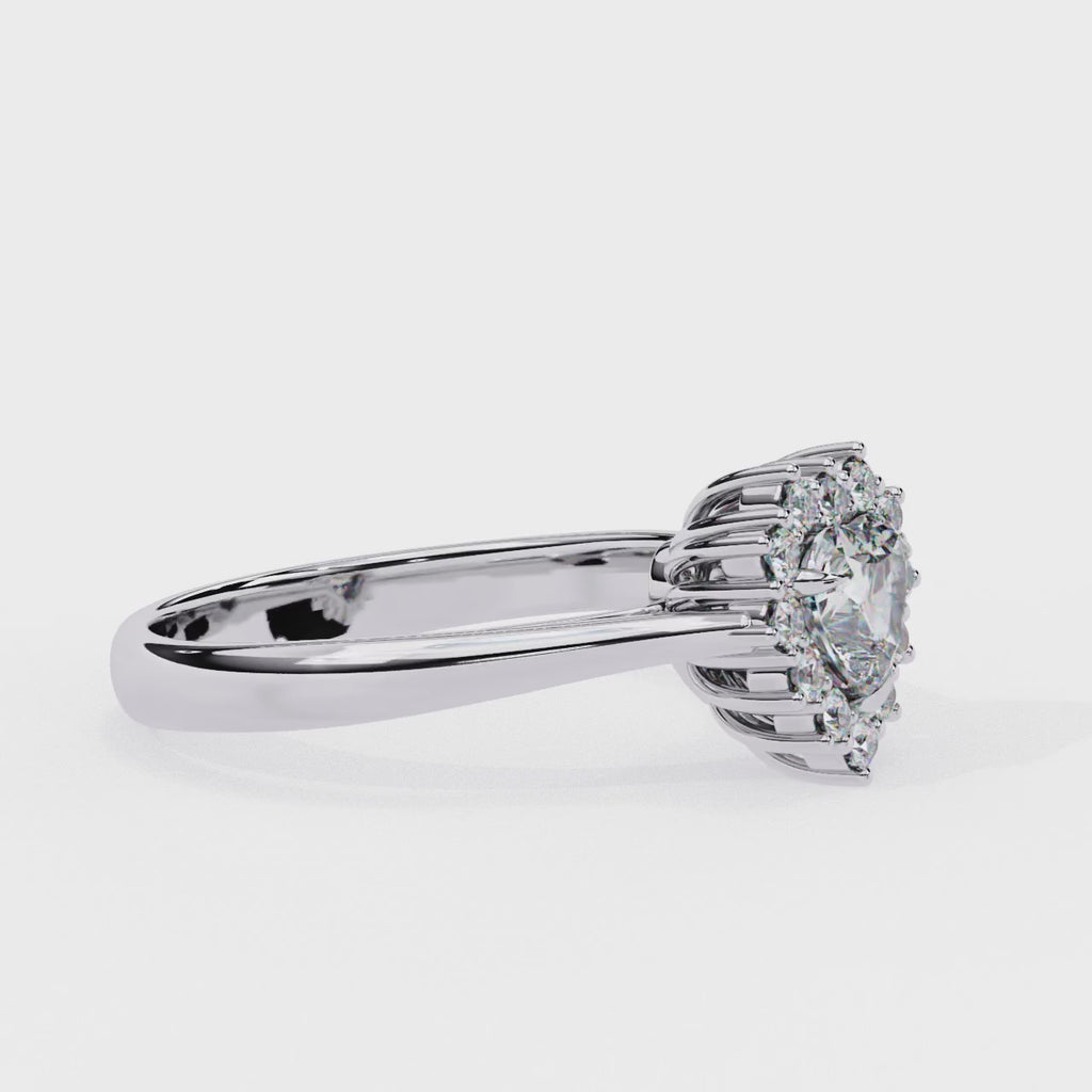 Radiant Central Stone Diamond Ring with Sparkling Side Accents