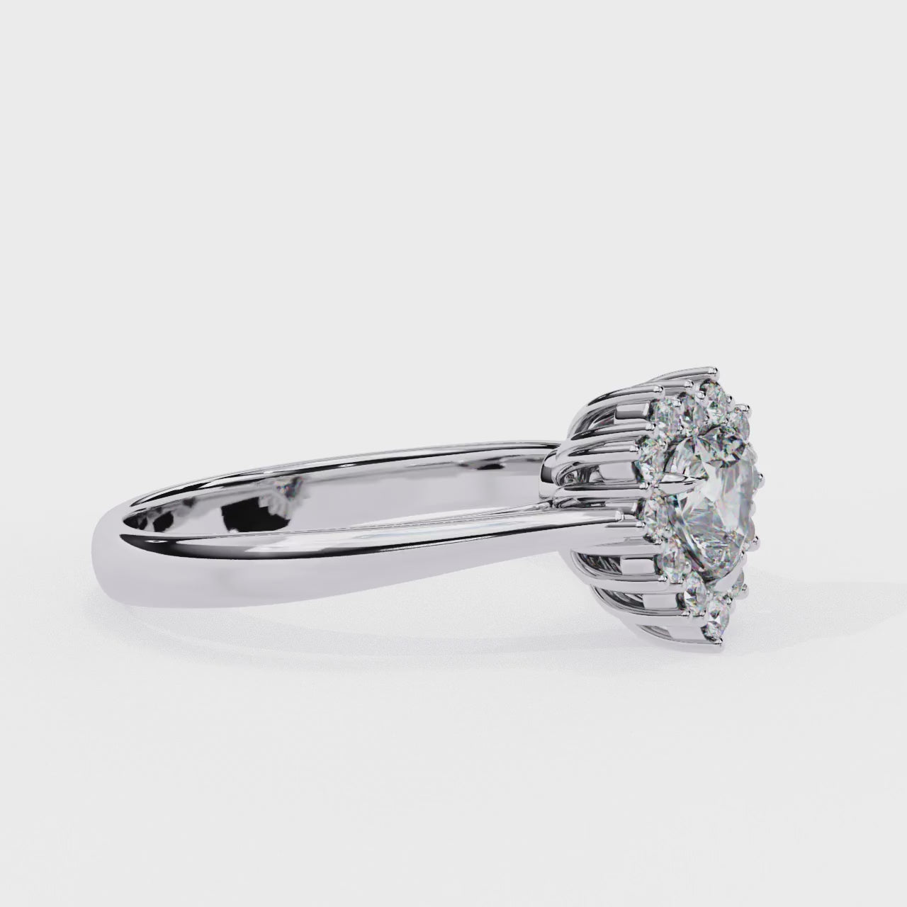 Radiant Central Stone Diamond Ring with Sparkling Side Accents