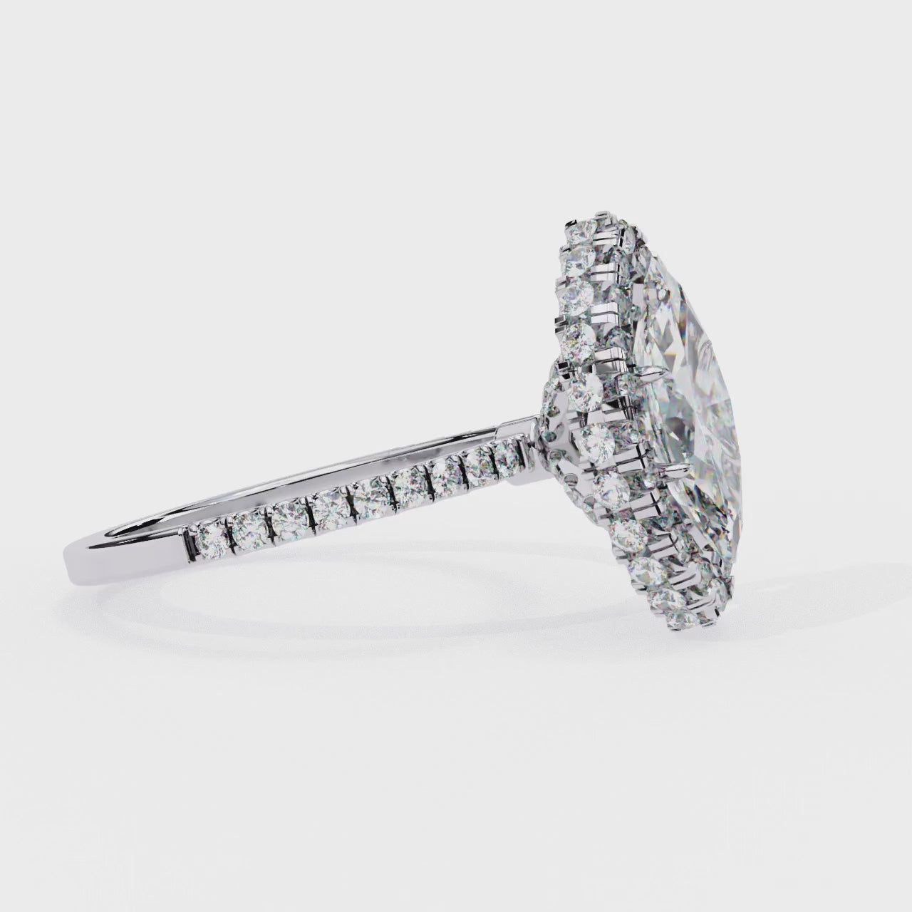 Radiant Diamond Cluster Central Stone Ring