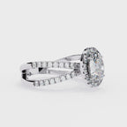 Radiant Central Stone Diamond Ring with Shimmering Side Accents