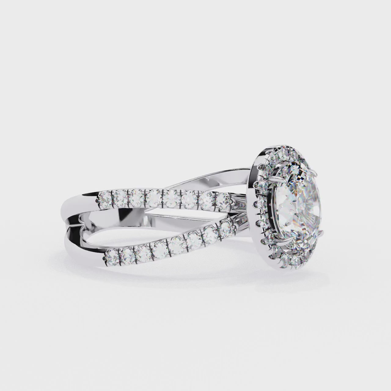 Radiant Central Stone Diamond Ring with Shimmering Side Accents