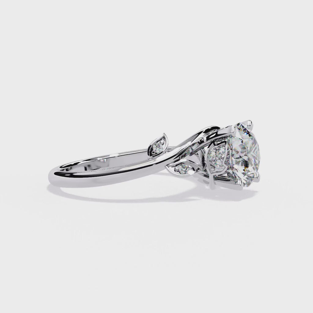 Exquisite Central Stone Diamond Ring with Shimmering Side Accents