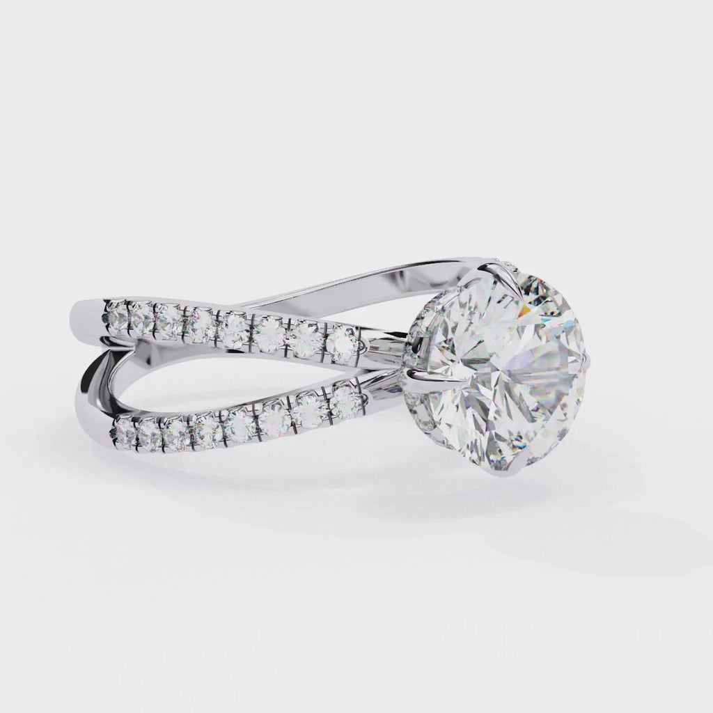 Radiant Central Stone Diamond Ring with Shimmering Side Accents