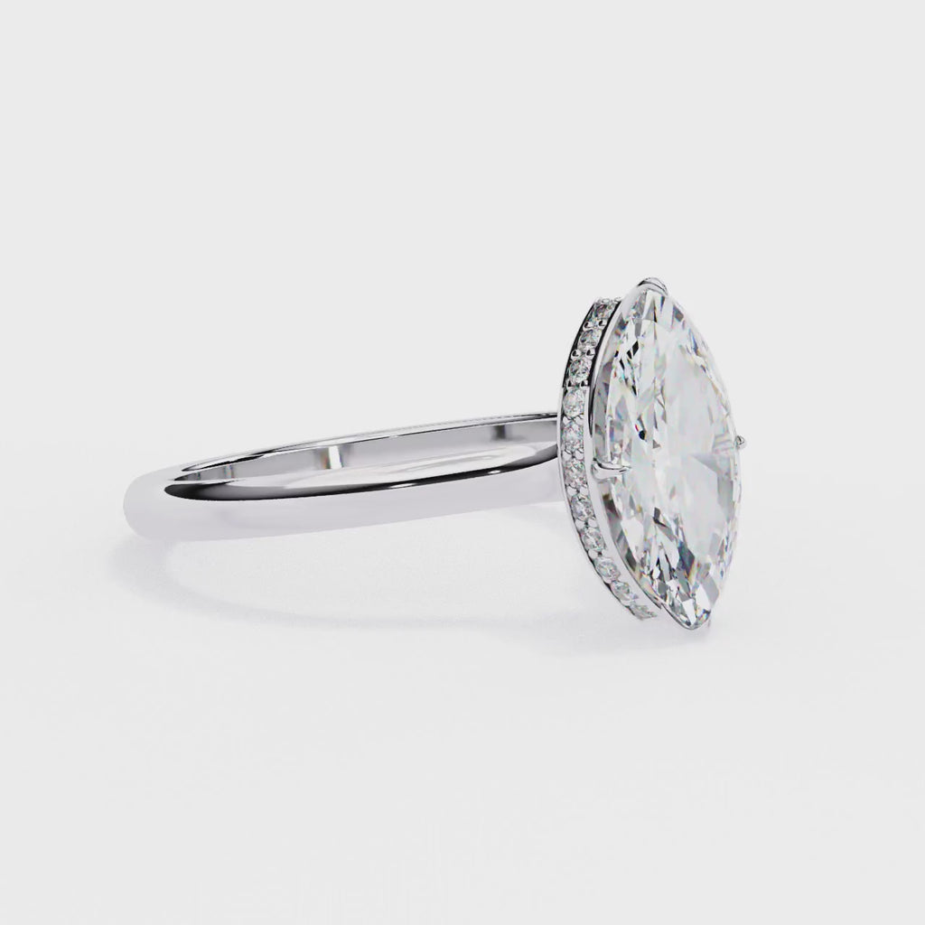 Radiant Central Stone Diamond Ring with Shimmering Side Accents