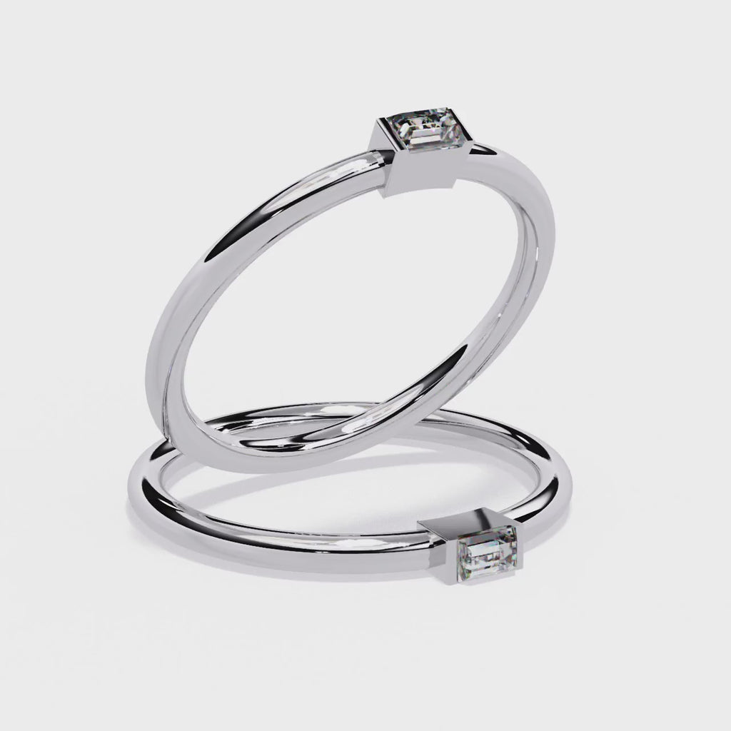 Radiant Solitaire Central Stone Ring