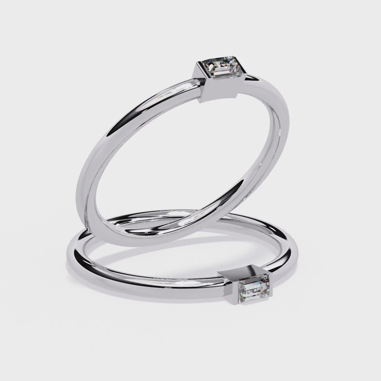 Radiant Solitaire Central Stone Ring