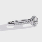 Radiant Central Stone Diamond Ring with Shimmering Side Accents