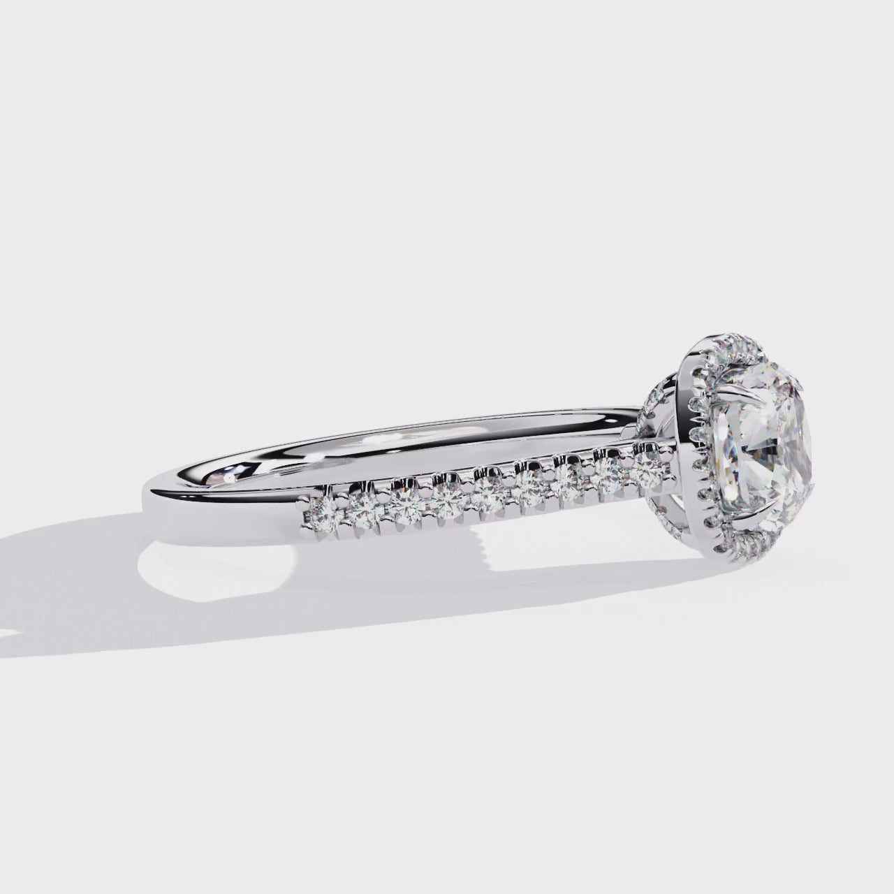 Radiant Central Stone Diamond Ring with Shimmering Side Accents