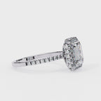 Radiant Central Stone Diamond Ring with Shimmering Side Accents