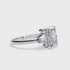 Radiant Central Stone Diamond Side Accents Ring