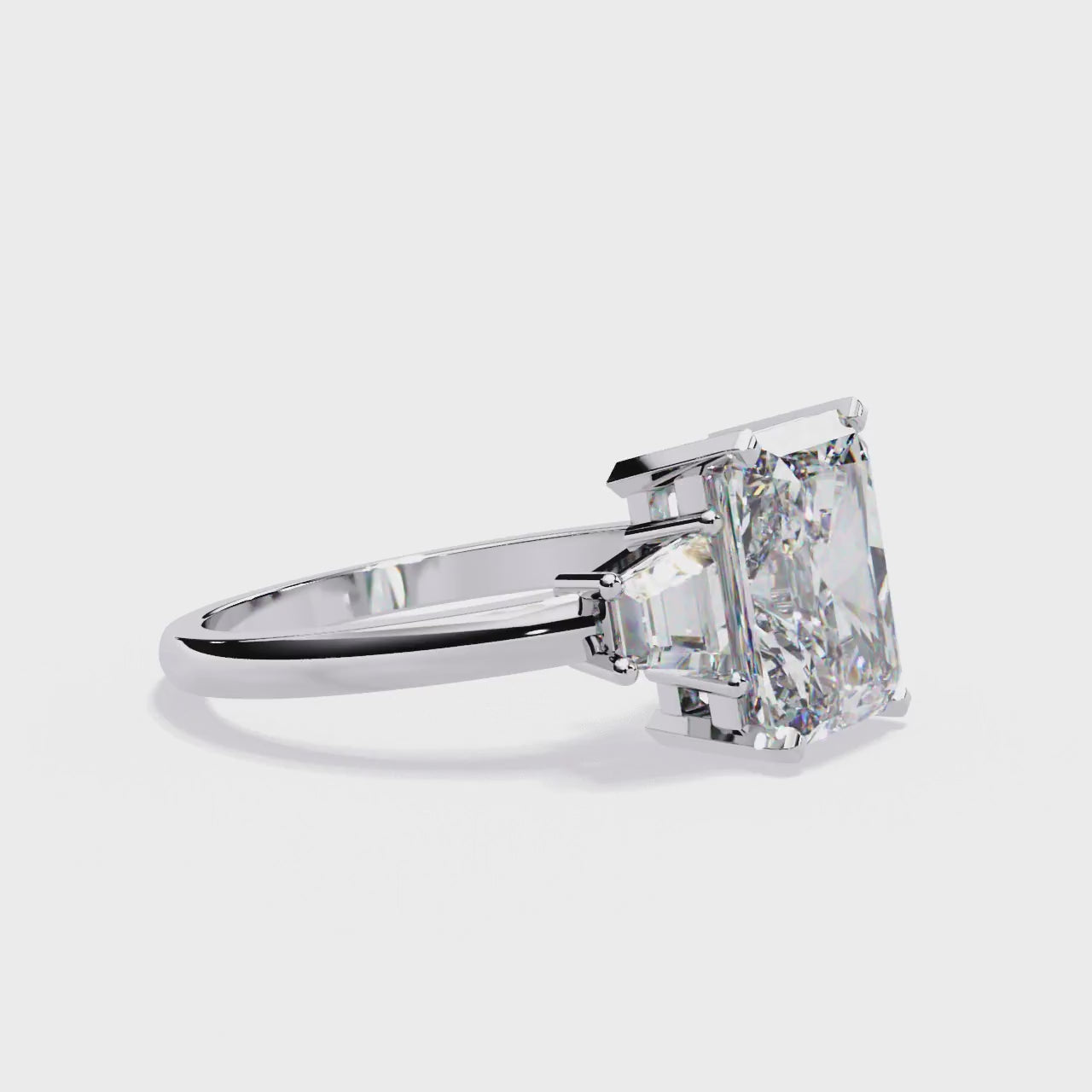 Radiant Central Stone Diamond Side Accents Ring