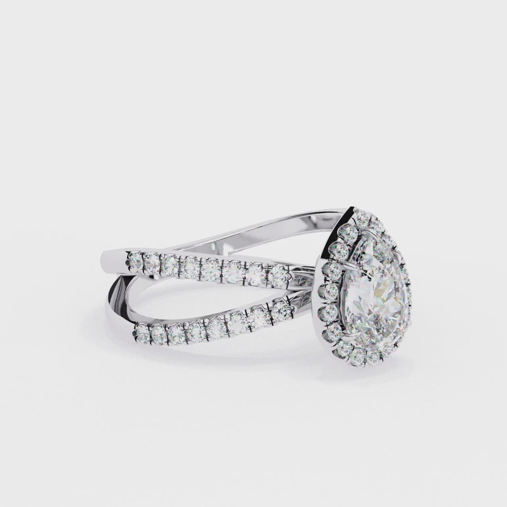 Radiant Central Stone Diamond Ring with Shimmering Side Accents