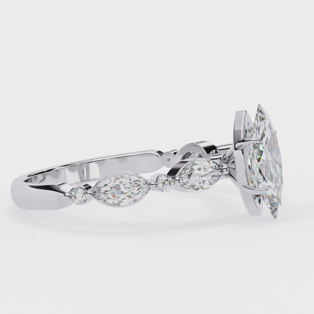 Elegant Central Stone Diamond Ring with Radiant Side Accents